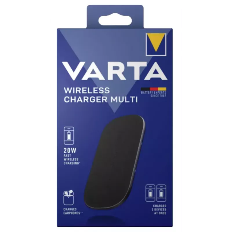Juhtmeta laadija Varta Wireless Charger Multi siseruumides kasutamiseks USB kiirlaadimine must