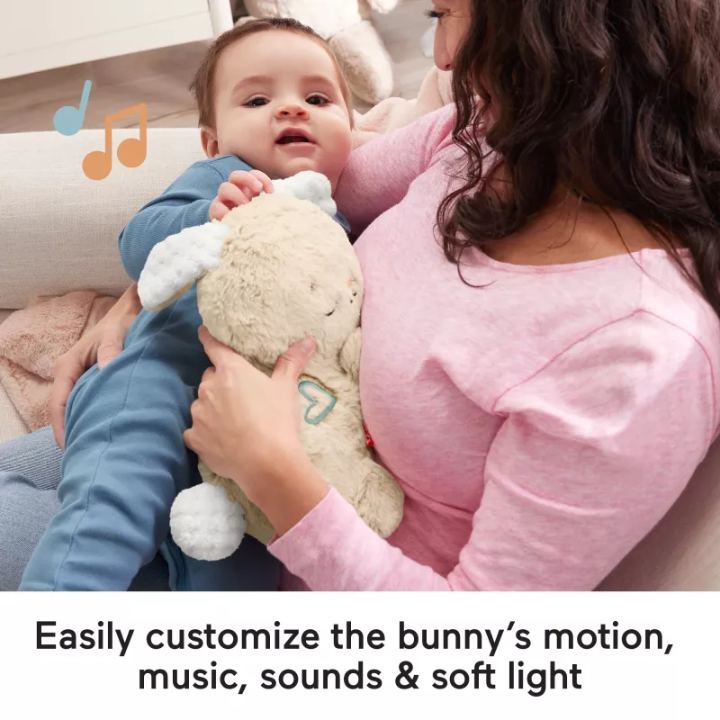 Fisher-Price Soothe & Settle Bunny pehme beebimänguasi ja kohandatav helimasin liikumisega