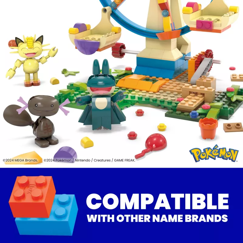 MEGA Pokémoni vaateratta lõbus ehitusmänguasjade komplekt, 4 tegevusfiguuriga (393 tükki) lastele