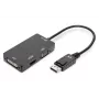 DIGITUS ASSMANN DisplayPort-üleminekukaabel, DP - HDMI+DVI+VGA M-F/F/F, 20 cm, 3-in-1 multimeediakaabel, CE, must