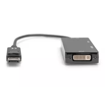 DIGITUS ASSMANN DisplayPort-üleminekukaabel, DP - HDMI+DVI+VGA M-F/F/F, 20 cm, 3-in-1 multimeediakaabel, CE, must