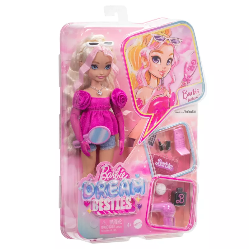 Barbie Dream Besties “Malibu” moenukk 8 meigi- ja juuste-teemalise aksessuaariga