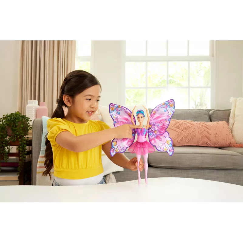 Barbie Dance and Flutter nukk 2-in-1 transformatsiooniga tantsijast liblikaks, lillad juuksed