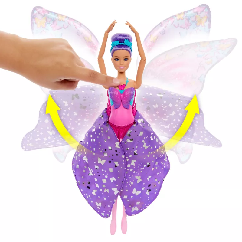 Barbie Dance and Flutter nukk 2-in-1 transformatsiooniga tantsijast liblikaks, lillad juuksed