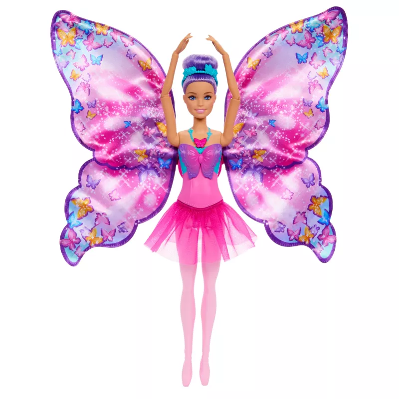 Barbie Dance and Flutter nukk 2-in-1 transformatsiooniga tantsijast liblikaks, lillad juuksed