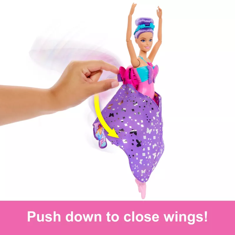 Barbie Dance and Flutter nukk 2-in-1 transformatsiooniga tantsijast liblikaks, lillad juuksed