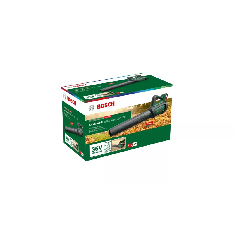 Bosch AdvancedLeafBlower 36V-750 (1x2,0Ah), käeshoitav lehepuhur, 100 km/h, 200 km/h, aku, 1,5 m/s², 254 mm