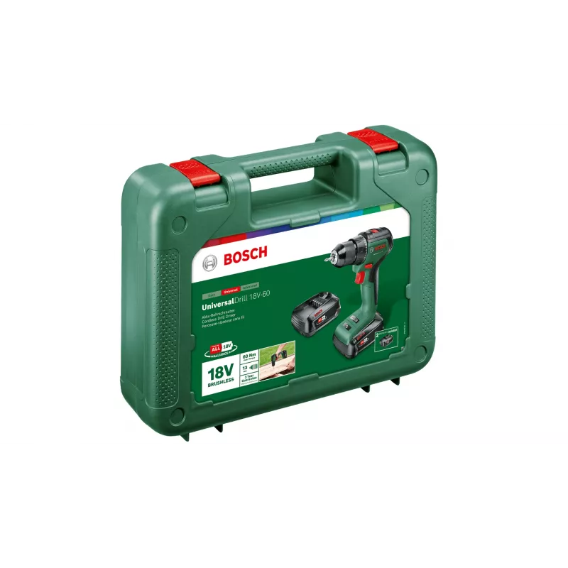 Bosch Universal Drill 18V-60 1900 RPM võtmeta 1.3 kg Must, Roheline