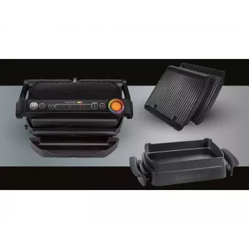 Kontaktgrill Tefal GC7148 — 2000 W, roostevabast terasest korpus, ristkülikukujuline, reguleeritav termostaat, restiga pealispind, 365×365×175 mm