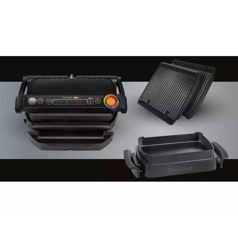 Kontaktgrill Tefal GC7148 — 2000 W, roostevabast terasest korpus, ristkülikukujuline, reguleeritav termostaat, restiga pealispind, 365×365×175 mm
