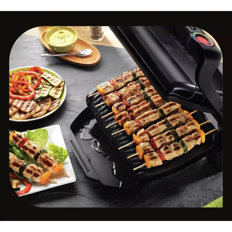Kontaktgrill Tefal GC7148 — 2000 W, roostevabast terasest korpus, ristkülikukujuline, reguleeritav termostaat, restiga pealispind, 365×365×175 mm