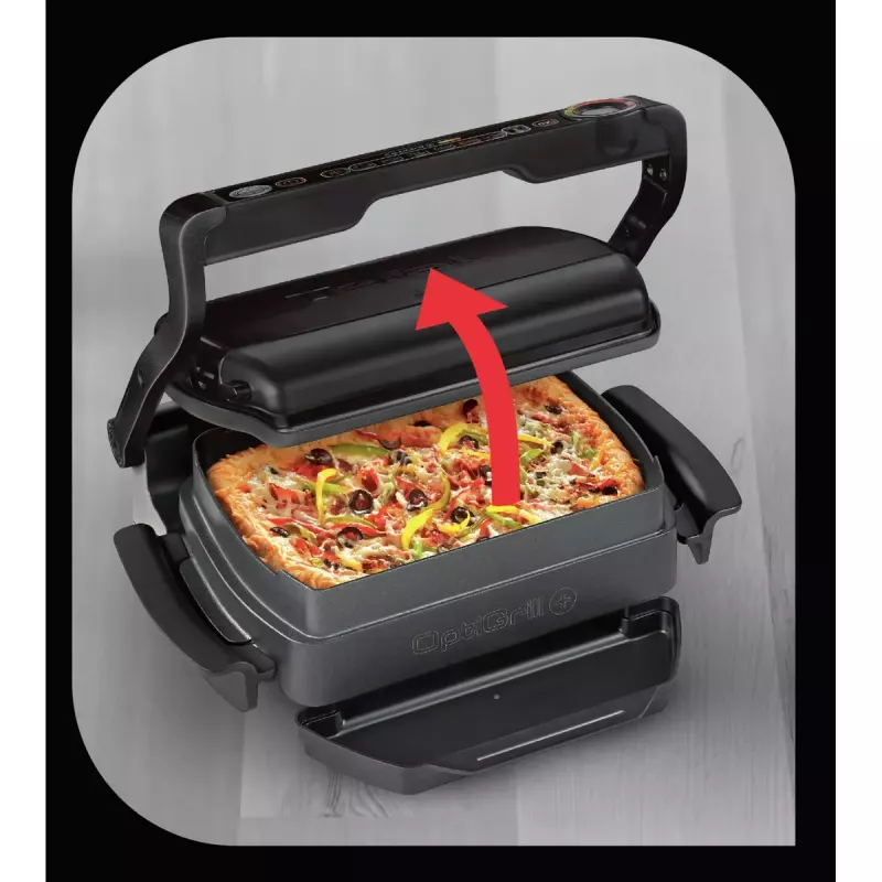 Kontaktgrill Tefal GC7148 — 2000 W, roostevabast terasest korpus, ristkülikukujuline, reguleeritav termostaat, restiga pealispind, 365×365×175 mm