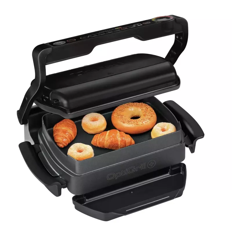 Kontaktgrill Tefal GC7148 — 2000 W, roostevabast terasest korpus, ristkülikukujuline, reguleeritav termostaat, restiga pealispind, 365×365×175 mm