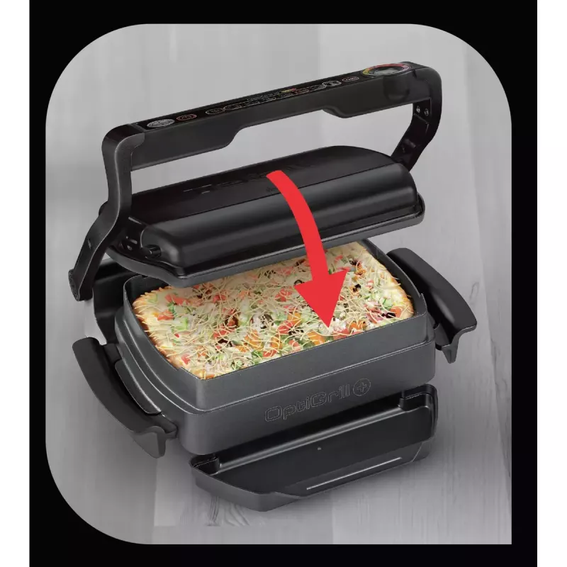 Kontaktgrill Tefal GC7148 — 2000 W, roostevabast terasest korpus, ristkülikukujuline, reguleeritav termostaat, restiga pealispind, 365×365×175 mm