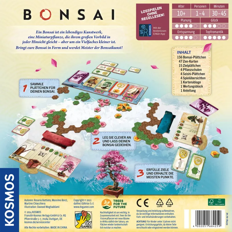 Kosmos Bonsai, lauamäng, pere, 10 a, 30 min, peremäng Kosmos Bonsai. Toote tüüp: lauamäng, Žanr: pere, Soovitatav vanus (min): 10 a, peremäng