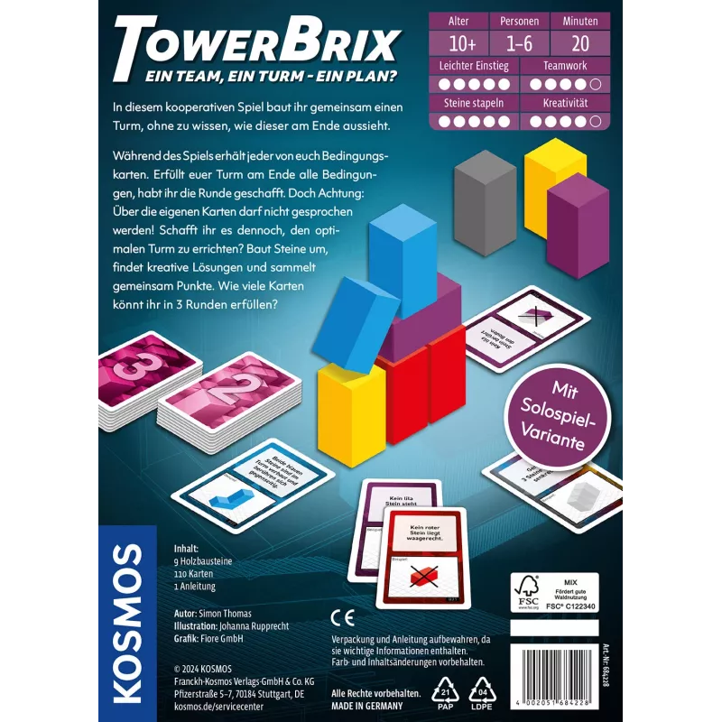 Kosmos TowerBrix 20 min Lauamäng Perekondlik