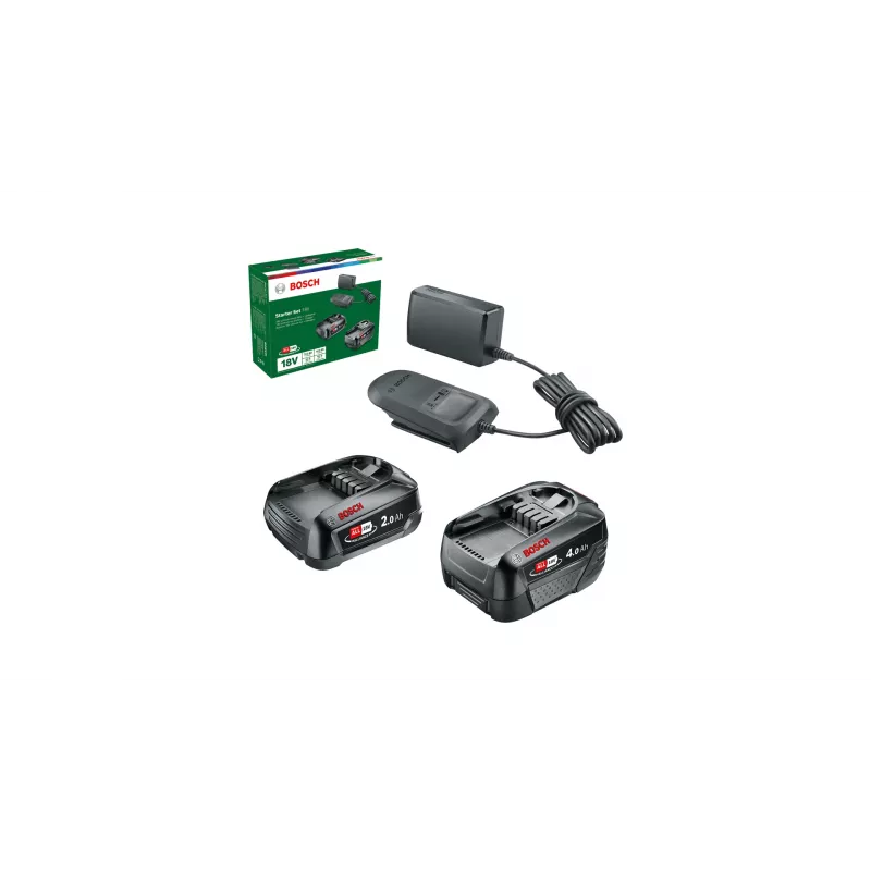 Bosch Starter-Set 18V - 2 x akut (2,0 Ah + 4,0 Ah) aku- ja laadijakomplekt