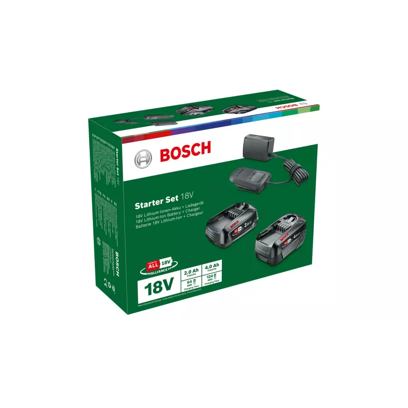 Bosch Starter-Set 18V - 2 x akut (2,0 Ah + 4,0 Ah) aku- ja laadijakomplekt