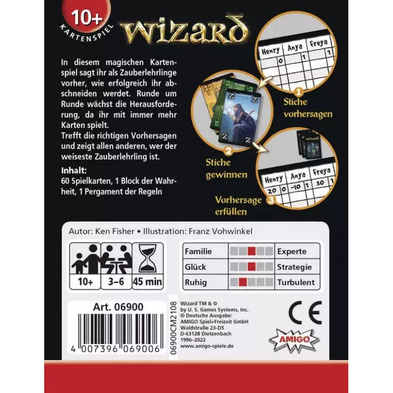 Kaardimäng AMIGO Wizard (mudel 06900) — strateegiline peremäng, 10+ aastat, 45 min