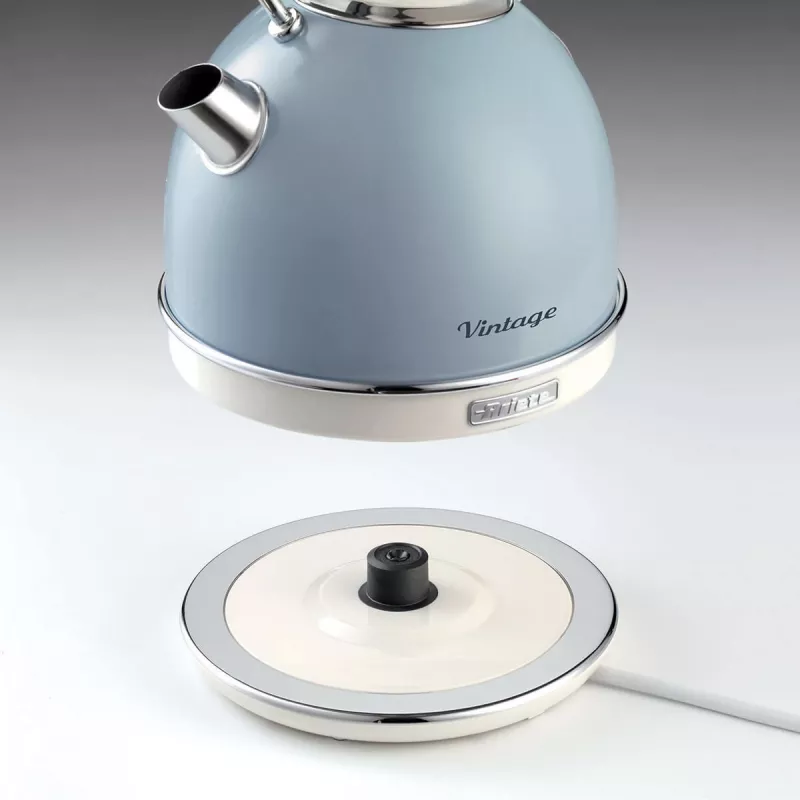 Ariete 2877 Veekeetja Vintage, 1,7L, juhtmeta, sinine, 1,7 L, 2000 W, helesinine, veetaseme indikaator, juhtmeta, filtreerimine