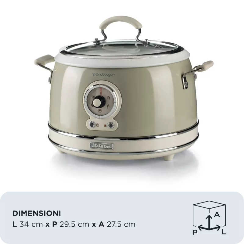 Ariete 2904 riisikeetja – elektriline riisikeetja keraamilise nõuga – kodune sushi – multikeetja – Vintage Line – 3,5 l – 650 W – beež