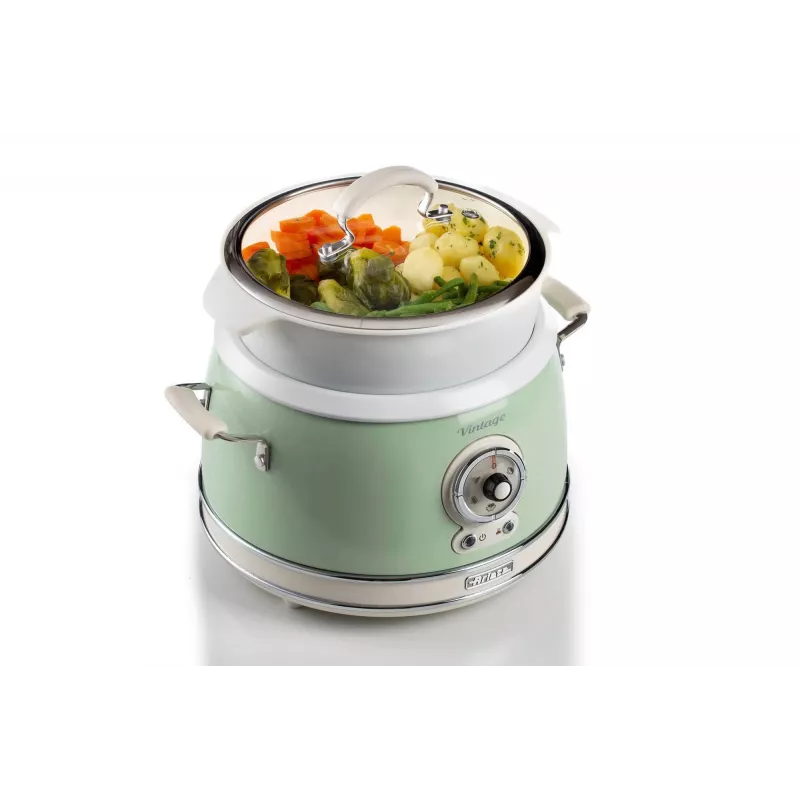 Ariete 2904 riisikeetja - elektriline riisikeetja keraamilise kausiga - kodune sushi - multikeetja - Vintage sarjast - 3,5 L - 650 W - roheline