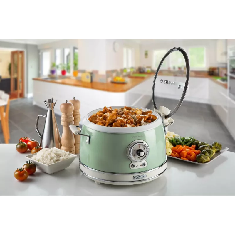 Ariete 2904 riisikeetja - elektriline riisikeetja keraamilise kausiga - kodune sushi - multikeetja - Vintage sarjast - 3,5 L - 650 W - roheline