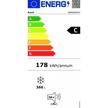 Bosch Serie 6 GSN58AWCV sügavkülmik Püst-sügavkülmik Eraldiseisev 366 L Valge