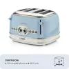 Ariete 156 4-kohaline vintage röster, 1600 W, 6 röstimisastet, roostevabast terasest pastelsinises värvitoonis, ilma võileivakorvideta. Sinine