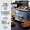 Ariete 156 4-kohaline vintage röster, 1600 W, 6 röstimisastet, roostevabast terasest pastelsinises värvitoonis, ilma võileivakorvideta. Sinine