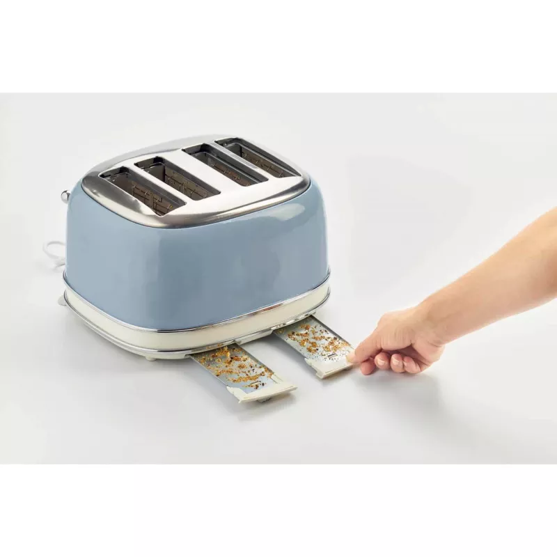 Ariete 156 4-kohaline vintage röster, 1600 W, 6 röstimisastet, roostevabast terasest pastelsinises värvitoonis, ilma võileivakorvideta. Sinine