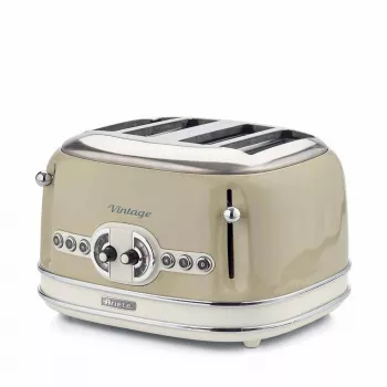 Ariete 156 4-kohaline vintage röster, 1600 W, 6 röstimisastet, roostevabast terasest pastellbeež värv, ilma võileivakorvideta