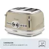 Ariete 156 4-kohaline vintage röster, 1600 W, 6 röstimisastet, roostevabast terasest pastellbeež värv, ilma võileivakorvideta