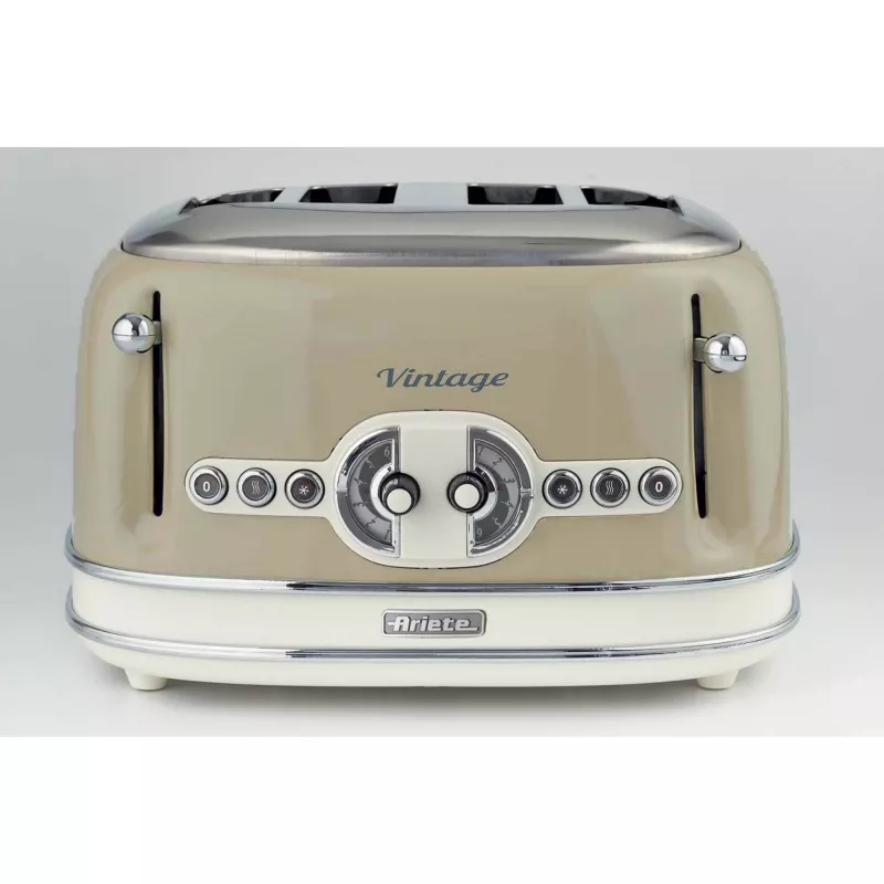 Ariete 156 4-kohaline vintage röster, 1600 W, 6 röstimisastet, roostevabast terasest pastellbeež värv, ilma võileivakorvideta