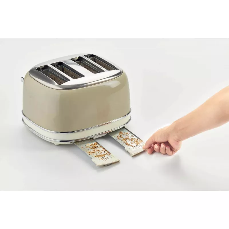 Ariete 156 4-kohaline vintage röster, 1600 W, 6 röstimisastet, roostevabast terasest pastellbeež värv, ilma võileivakorvideta