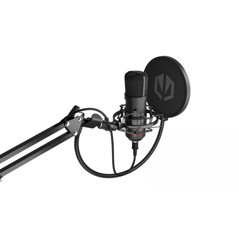 PC mikrofon ENDORFY Solum — juhtmega USB-C kardioidne mikrofon, 16-bit/48 kHz, 18–21000 Hz, lauakinnitus, 2,9 m kaabel, kõrvaklappide väljund, pop-filter