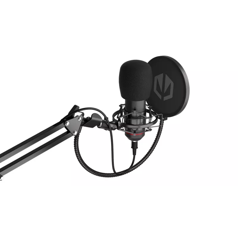 PC mikrofon ENDORFY Solum — juhtmega USB-C kardioidne mikrofon, 16-bit/48 kHz, 18–21000 Hz, lauakinnitus, 2,9 m kaabel, kõrvaklappide väljund, pop-filter