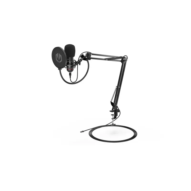 PC mikrofon ENDORFY Solum — juhtmega USB-C kardioidne mikrofon, 16-bit/48 kHz, 18–21000 Hz, lauakinnitus, 2,9 m kaabel, kõrvaklappide väljund, pop-filter