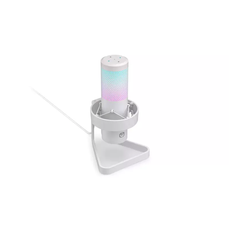 PC mikrofon ENDORFY AXIS Streaming Valge — USB, kardioidne, 30–18 kHz, 192 kHz/24 bit, lauaalus, summutamine, kõrvaklappide väljund