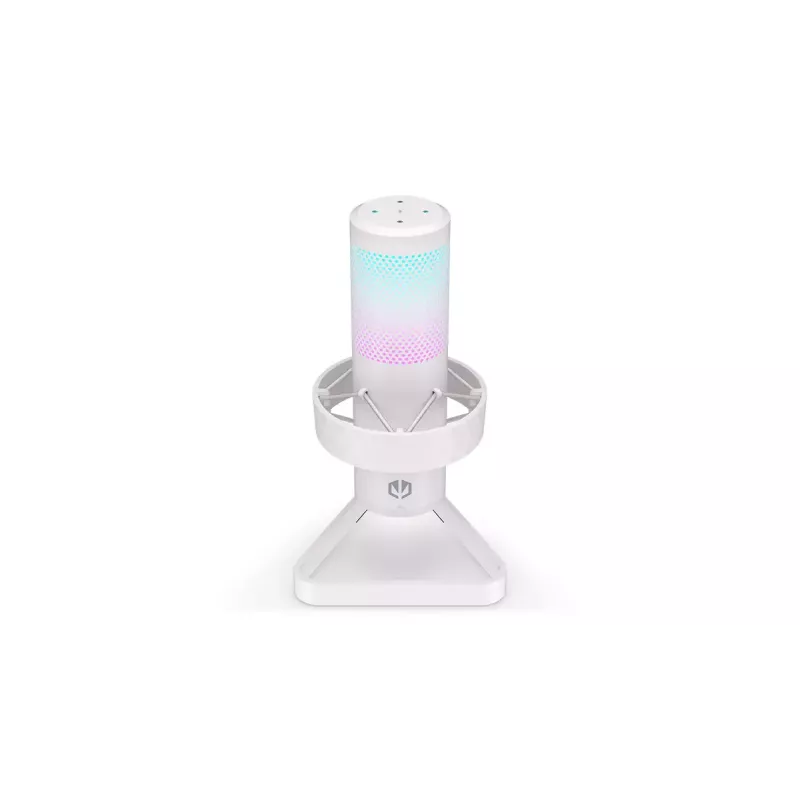 PC mikrofon ENDORFY AXIS Streaming Valge — USB, kardioidne, 30–18 kHz, 192 kHz/24 bit, lauaalus, summutamine, kõrvaklappide väljund