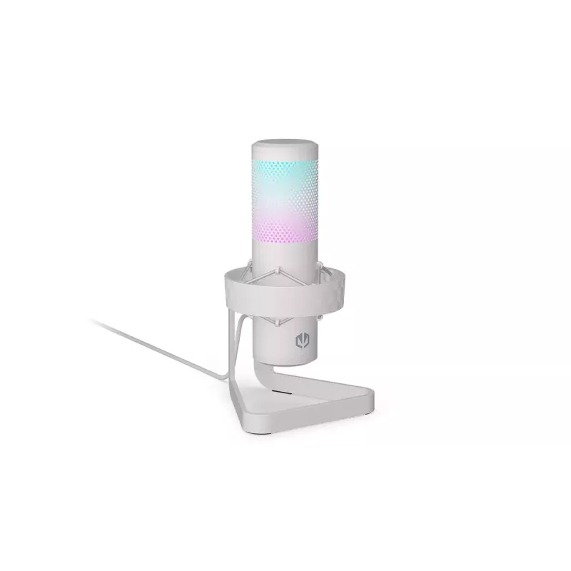 PC mikrofon ENDORFY AXIS Streaming Valge — USB, kardioidne, 30–18 kHz, 192 kHz/24 bit, lauaalus, summutamine, kõrvaklappide väljund