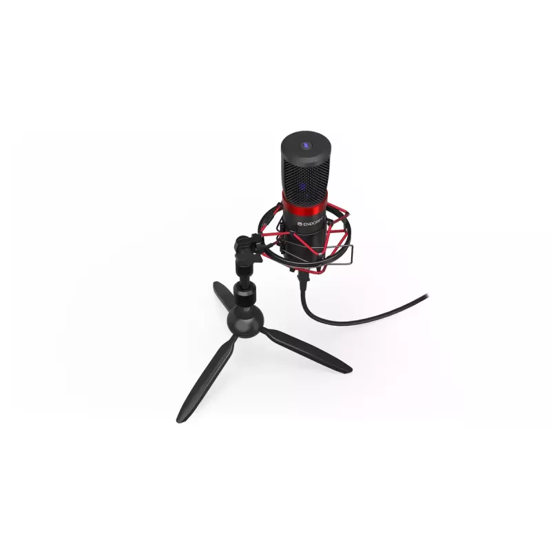 PC mikrofon ENDORFY Solum Streaming T — USB-juhtmega, 24-bit/48 kHz, 18–21000 Hz, lauale kinnitus, kõrvaklapiväljund, must