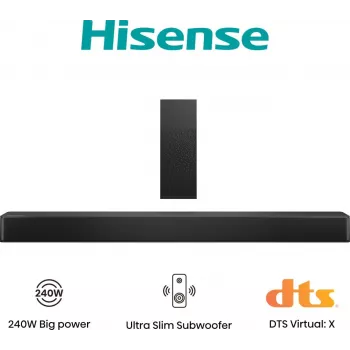 Hisense HS2100 Soundbar, 2.1 kanalit, 240 W, DTS Virtual:X, Dolby Digital Plus