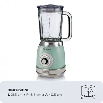 Ariete 583, Vintage blender 1,5-liitrise klaaskannu, 4 roostevabast terasest tera, 4 kiirust + impulss, 1000 W, roheline