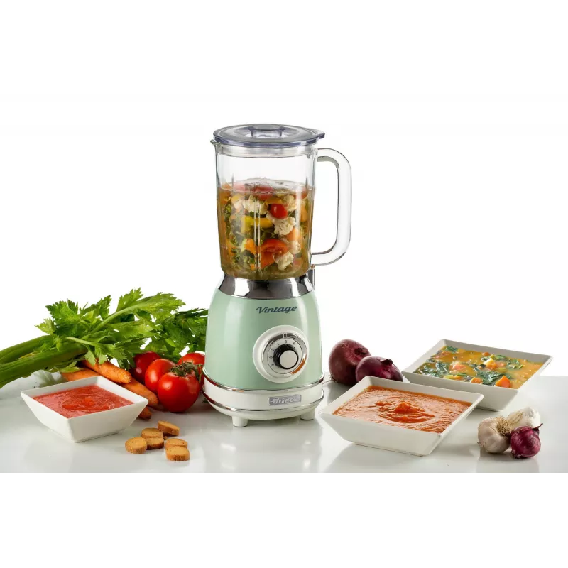 Ariete 583, Vintage blender 1,5-liitrise klaaskannu, 4 roostevabast terasest tera, 4 kiirust + impulss, 1000 W, roheline