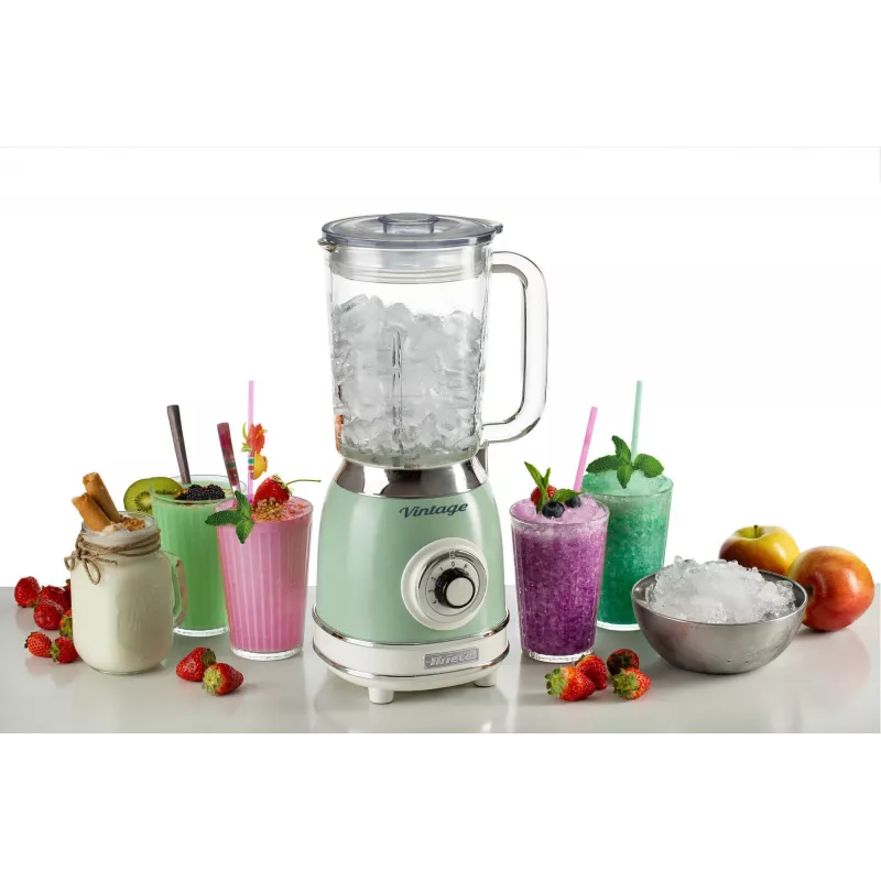 Ariete 583, Vintage blender 1,5-liitrise klaaskannu, 4 roostevabast terasest tera, 4 kiirust + impulss, 1000 W, roheline