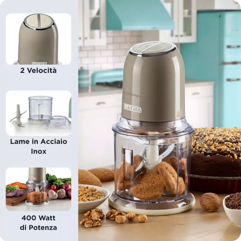 Ariete 438 Vintage hakkija 0438CR, 0,6 l, 400 W, kreem/beež
