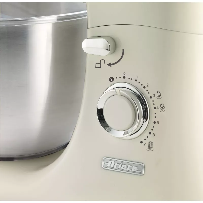 Ariete 1588 Vintage mikser, planetaarsegisti leiva, pitsa, kookide ja küpsetiste jaoks, 5,5 L mahutavus, 7 kiirust, 2400 W, Pastel Beež