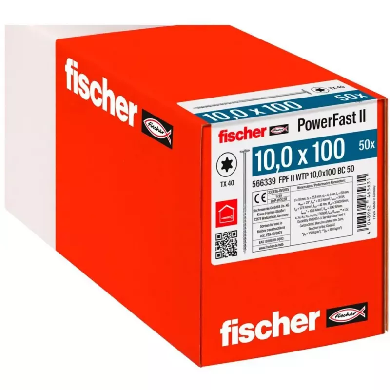 Puidukonstruktsiooni kruvi FISCHER PowerFast II 10,0x100 mm lamepea TX tsingitud