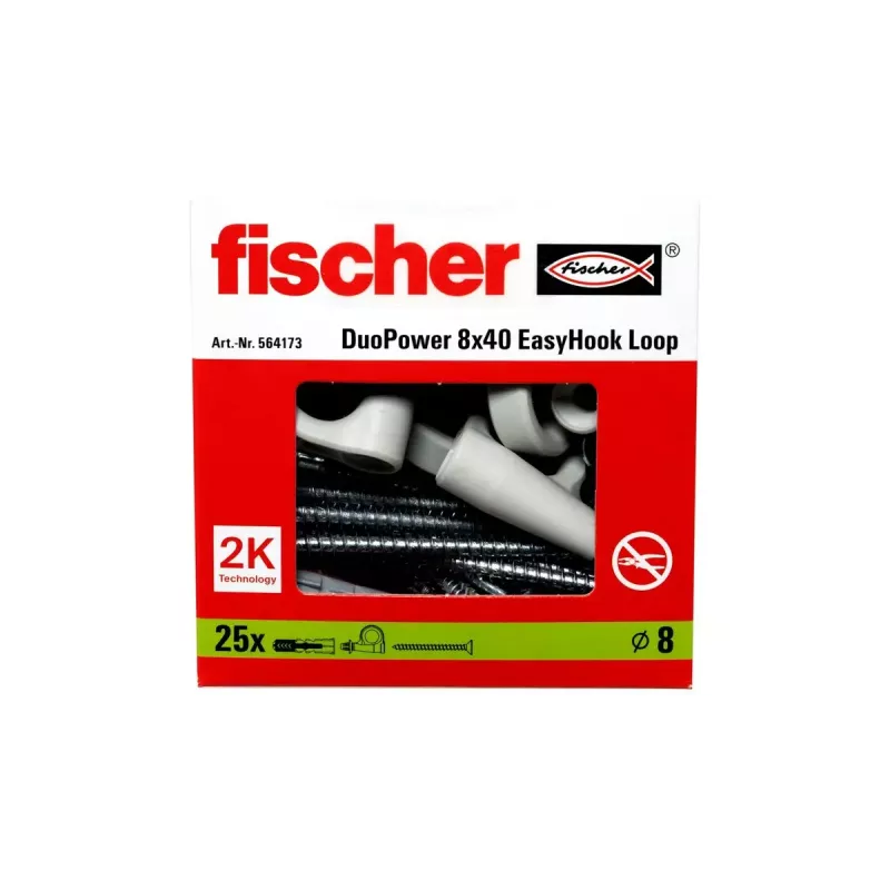 Kruvikonksu ja tüübli komplekt Fischer 564173 25 tk Plastik 8 mm